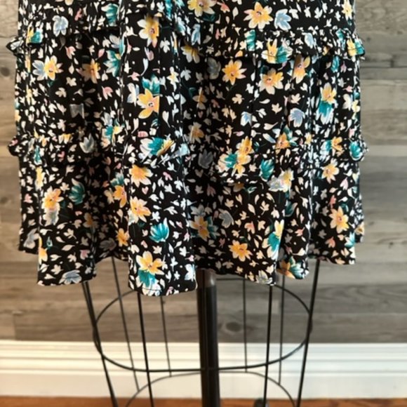 AREOPOSTALE FLORAL SMOCKED WAIST MINI DRESS FIT AND FLAIR - Picture 7 of 9